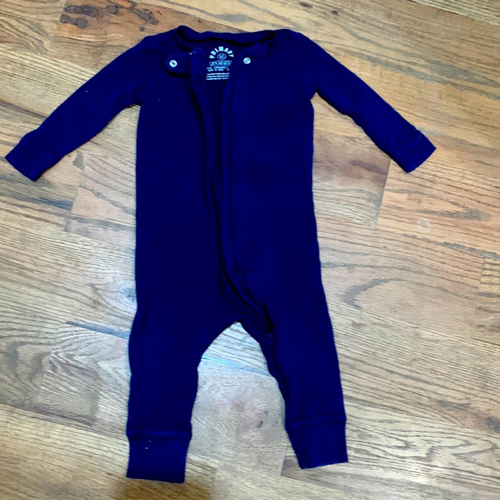 Primary Pajamas PJs Signature baby organic zip romper 6-9 months